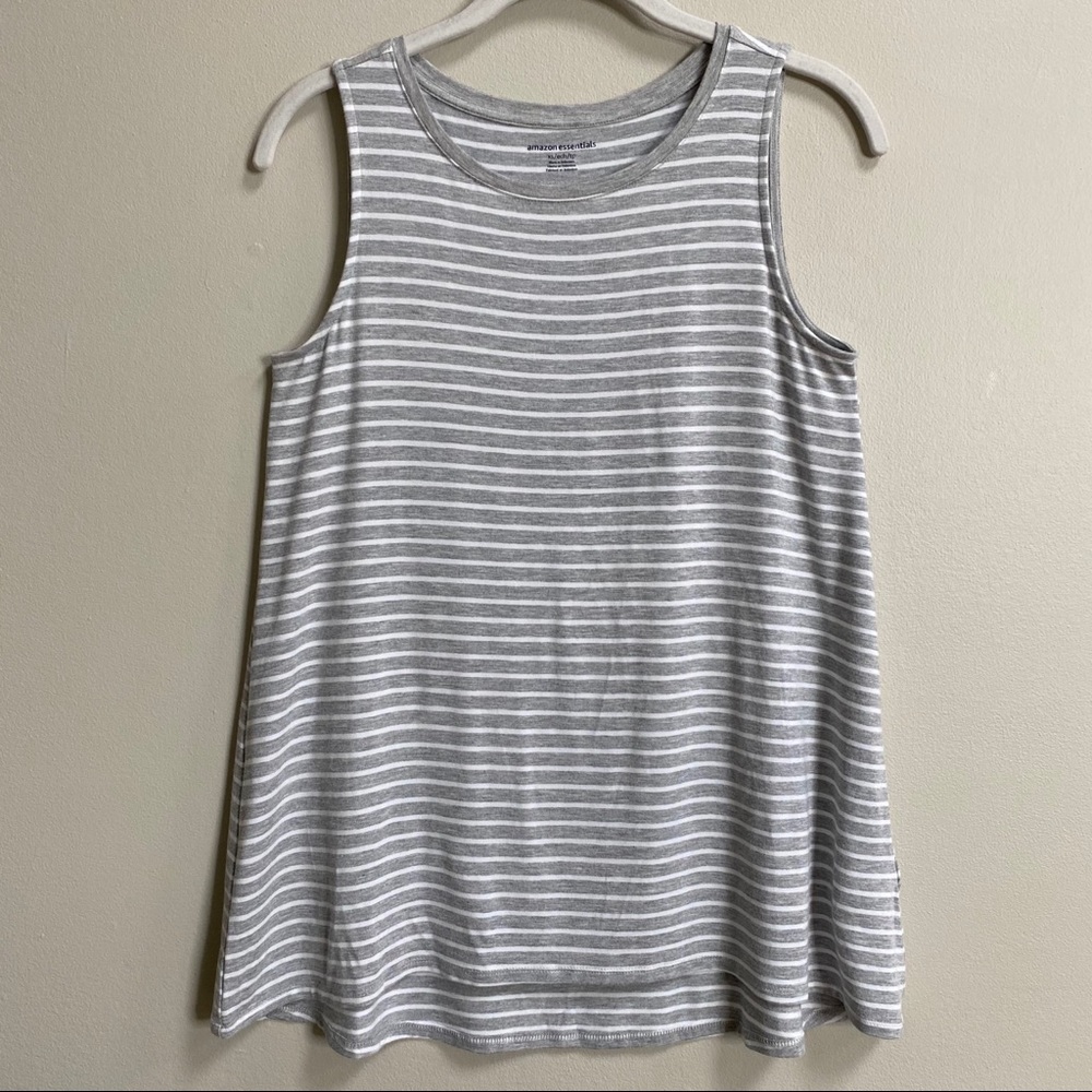 Amazon Essentials Grey & White Striped Tank Size XS